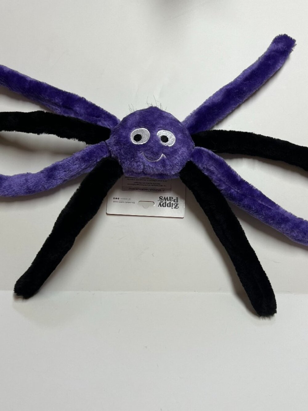 ZippyPaws Halloween Spider Purple Black Plush Small crinkles and squeaker